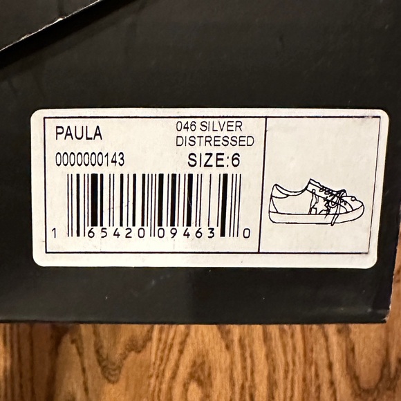 SHUSHOP Silver Distressed PAULA Star Sneaker NIB 6M - Picture 5 of 7